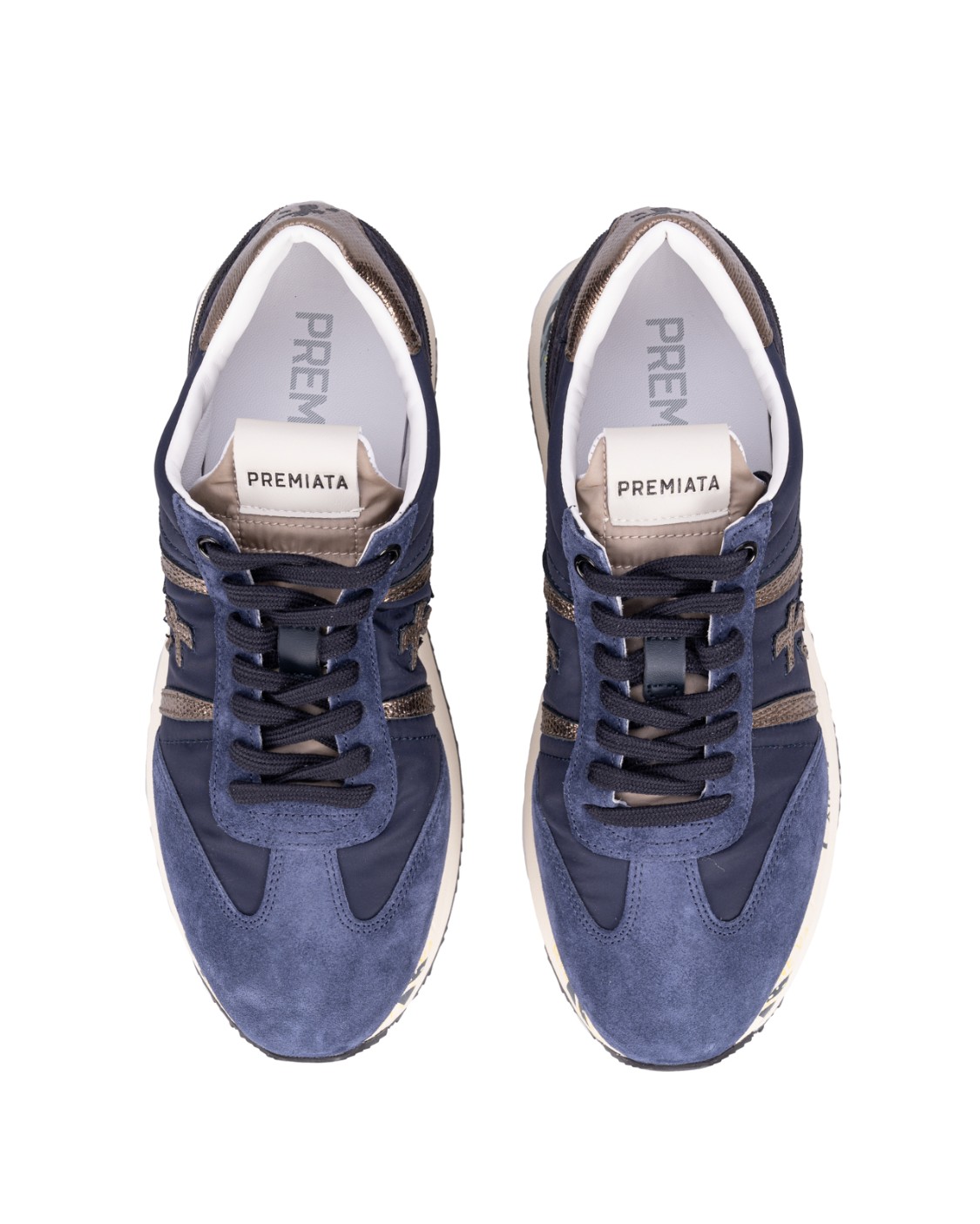 shop PREMIATA  Scarpa: Premiata Sneakers "Conny 6981".
Mix di materiali tecnici e pellami. 
Modello con punta tonda.
Chiusura con lacci.
Logo sulla linguetta.
Caviglia imbottita.
Topponcino arricchito da una particolare stampa ripresa anche sulla linguetta.
Soletta in gomma.
Altezza Suola 4 cm.
Fusbet Interno 27 cm.
Composizione: SOLE: 85% EVA 15% PHYLON (PLASTIC MATERIAL) UPPER: 40% CALF LEATHER 30% PL 10% PA 10% PU 10% PC LINING: 100% GOAT LEATHER.
Made in Vietnam.. CONNY 6981-B number 1002832